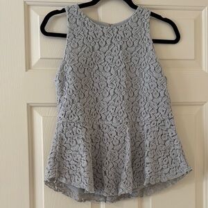 LOFT Gray Sleeveless Tank Top with Boxy Peplum Style